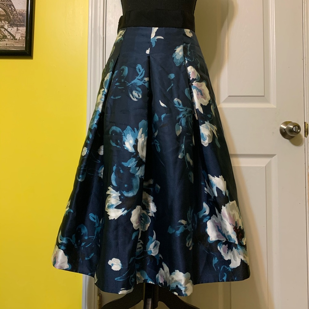 Floral Blue Midi Skirt/ like New